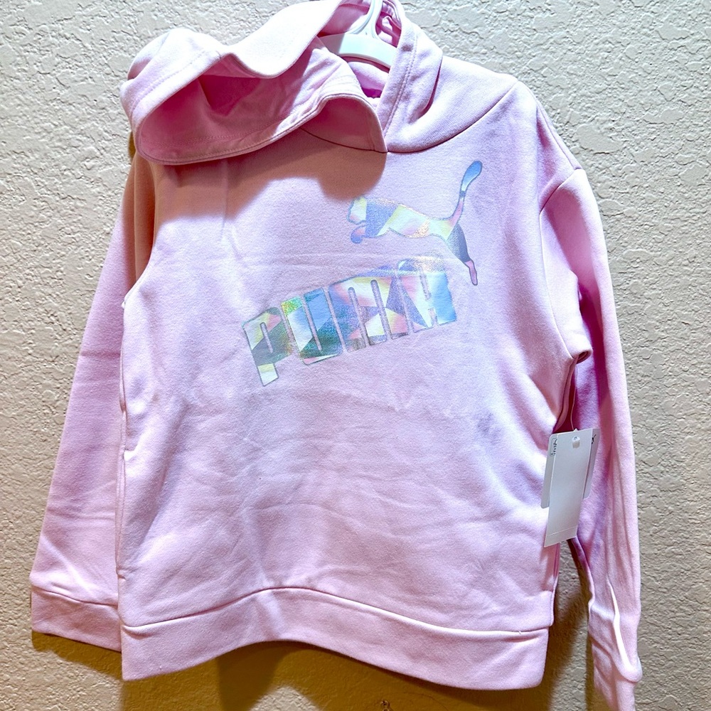 NWT Chalk Pink Puma Girl Hoodie Girls Size Medium